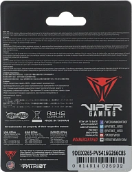 Память DDR4 16GB 2666MHz Patriot PVS416G266C8S Viper Steel RTL PC4-21300 CL18 SO-DIMM 260-pin 1.2В single rank Ret
