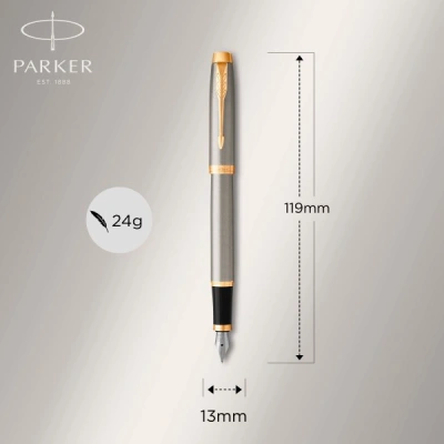 Ручка перьев. Parker IM Core F321 (1931649) Brushed Metal GT F сталь нержавеющая подар.кор.