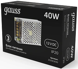 Блок питания Gauss 202003040 встраив. для лен.светод. черный