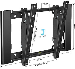 Кронштейн для телевизора Holder T3929-B черный 22"-47" макс.45кг настенный наклон
