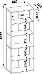 Стеллаж Сокол ШУ-20 пол.:4 единая 1827х682х372мм венге (ШУ20В5)