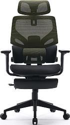 Кресло Cactus CS-CHR-MC01-LGNBK салатовый сиденье черный сетка/ткань с подголов. крестов. пластик подст.для ног