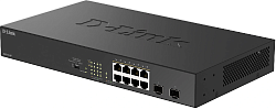 Коммутатор D-Link DGS-1010P/B1A 8x1Гбит/с 2SFP 8PoE 8PoE+ 125W неуправляемый