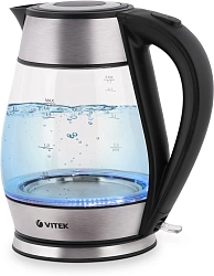 Чайник электрический Vitek VT-7037 1.7л. 2200Вт прозрачный/черный корпус: стекло/металл/пластик