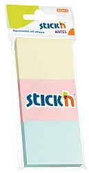 Блок самоклеящийся бумажный Stick`n 21126 38x51мм 100лист. 70г/м2 пастель ассорти 3цв.в упак. европодвес