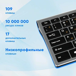 Клавиатура Оклик 890S серый USB беспроводная slim