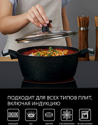 Кастрюля Polaris Monolit 20C 2.3л. d=20см (с крышкой) черный (015248)
