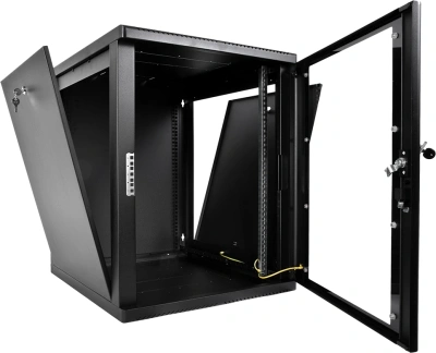 Шкаф коммутационный ЦМО (ШРН-М-15.500-9005) настенный 15U 600x520мм пер.дв.стекл 130кг черный 456мм 24.66кг 180град. 745мм