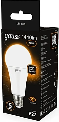 Лампа светодиодная Gauss A60 16Вт цок.:E27 груша 220B св.свеч.бел.теп. (упак.:1шт) (102502116)