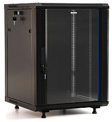 Шкаф коммутационный Hyperline (TWB-FC-1866-GP-RAL9004) настенный 18U 600x600мм пер.дв.стекл 60кг черный 920мм IP20 сталь