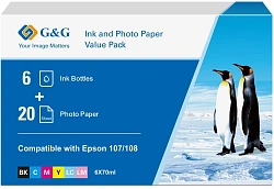 Чернила G&G GG-108-260g-4X6-20 набор 6x70мл для Epson Ecotank L8050/L18050