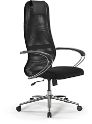 Кресло Метта SU-B-8 черный сиденье черный сетка/ткань с подголов. крестов. сталь хром