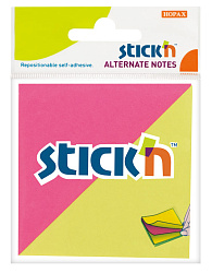 Блок самоклеящийся бумажный Stick`n 21299 76x76мм 100лист. 70г/м2 неон 2цв.в упак. европодвес