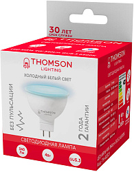 Лампа светодиодная Thomson TH-B2321 4Вт цок.:GU5.3 рефлек. 220B св.свеч.бел.хол. MR16 (упак.:1шт)