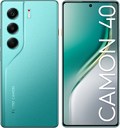 Смартфон Tecno Camon 40 256Gb 8Gb зеленый моноблок 3G 4G 2Sim 6.78" 1080x2436 Android 15 50Mpix 802.11 a/b/g/n/ac NFC GPS GSM900/1800 GSM1900 Protect FM microSD max1024Gb