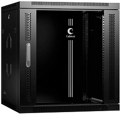 Шкаф коммутационный Cabeus (SH-05F-12U60/45-R-BK) настенный 12U 600x450мм пер.дв.стекл 50кг черный 390мм IP20 сталь