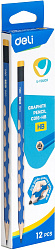 Карандаш ч/г Deli EC016-HB U-Touch HB шестигран. синий (12шт) ластик
