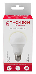 Лампа светодиодная Thomson TH-B2001 7Вт цок.:E27 груша 220B св.свеч.бел.теп. A (упак.:1шт)