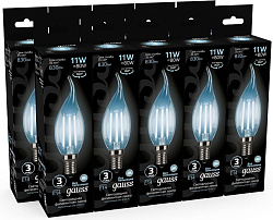 Лампа филам. Gauss Filament 11Вт цок.:E14 свеча 220B св.свеч.бел.нейт. CF35 (упак.:1шт) (104801211)