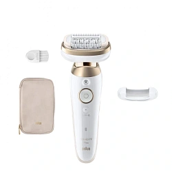 Эпилятор Braun SES9-011 скор.:2 насад.:3 от электр.сети от аккум. белый/золотистый