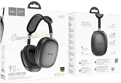 Наушники мониторные Hoco W55 TWS т.серый беспроводные bluetooth оголовье (32683)