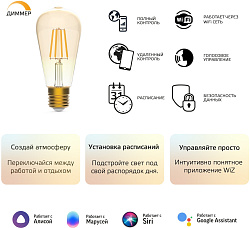 Умная лампа Gauss Smart Home ST64 E27 7Вт 740lm Wi-Fi (1290112)
