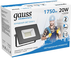 Прожектор уличный Gauss Elementary 613100320 светодиодный 20Втчерный