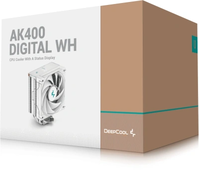 Устройство охлаждения(кулер) Deepcool AK400 Digital Soc-AM5/AM4/1200/1700/1851 белый 4-pin 28dB Al+Cu LCD 220W 695gr Ret (R-AK400-WHADMN-G)