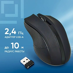 Мышь Оклик 615MW черный оптическая 1200dpi беспров. USB для ноутбука 3but (412852)