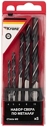 Набор сверл Kranz KR-91-0632 по металлу (5пред.) для шуруповертов/дрелей