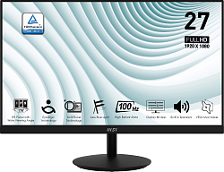 Монитор MSI 27" Pro MP271A черный IPS LED 1ms 16:9 HDMI M/M матовая 300cd 178гр/178гр 1920x1080 100Hz VGA DP FHD 3.9кг