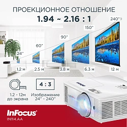 Проектор Infocus IN114.AA DLP 4000Lm LS 4000Lm ANSI (1024x768) 30000:1 ресурс лампы:6000часов 1xUSB typeA 1xHDMI 2.9кг