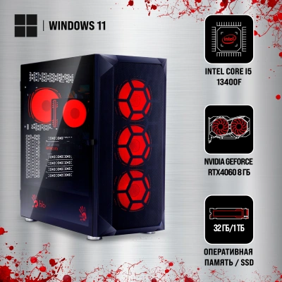 ПК Bloody BD-PC CB76C2 MT i5 13400F (2.5) 32Gb SSD1Tb RTX4060 8Gb Windows 11 Home 64 GbitEth 650W черный (2085996)