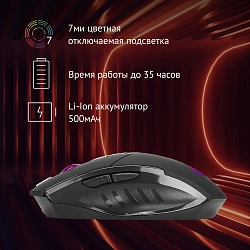 Мышь Оклик 780GW черный оптическая 3200dpi беспров. USB для ноутбука 6but (1903012)