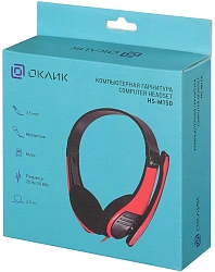 Наушники с микрофоном Оклик HS-M150 черный/красный 2.2м накладные оголовье (359486)