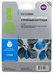 Картридж струйный Cactus CS-LC980C голубой (16мл) для Brother DCP-145C/165C/MFC-250C/290C с чипом