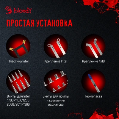 Система водяного охлаждения Bloody BD-LC360ARGB1 ARGB Soc-AM5/AM4/1200/1700/1851 черный 4-pin 22-35dB Al+Cu LCD 300W 1500gr Ret (BD-LC360ARGB1-BK)