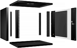 Шкаф коммутационный Cabeus (WSC-05D-9U55/45-BK) настенный 9U 550x450мм пер.дв.стекл 30кг черный 390мм IP20 сталь