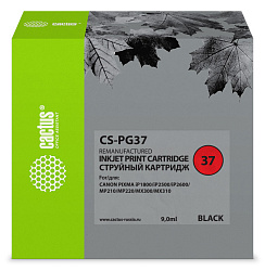 Картридж струйный Cactus CS-PG37 PG-37 черный (9мл) для Canon Pixma iP1800/iP1900/iP2500/iP2600/MP140/MP190/MP210/MP220/MP470/MX300/MX310 с чипом