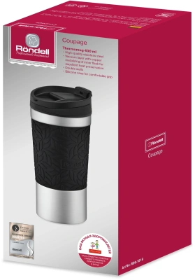 Термокружка для напитков Rondell Coupage RDS-1818 0.4л. черный картонная коробка