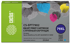 Картридж струйный Cactus CS-EPT7902 79XL голуб.пигм. (24мл) для Epson WorkForce WF-4630 Pro/WF-4640 Pro/WF-5110 Pro с чипом