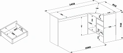 Стол для компьютера Сокол СПм-25П столешница ЛДСП дуб юкон 145x74x81см (00-00016792)