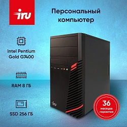 ПК IRU Home 310H6SM MT PG G7400 (3.7) 8Gb SSD256Gb UHDG 710 FreeDOS GbitEth 400W черный (RUS) (1900970)