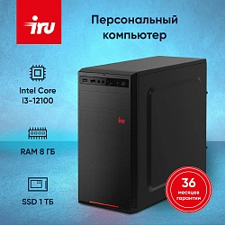 ПК IRU Home 310H6SE MT i3 12100 (3.3) 8Gb SSD1Tb UHDG 730 FreeDOS GbitEth 400W черный (RUS) (1994642)