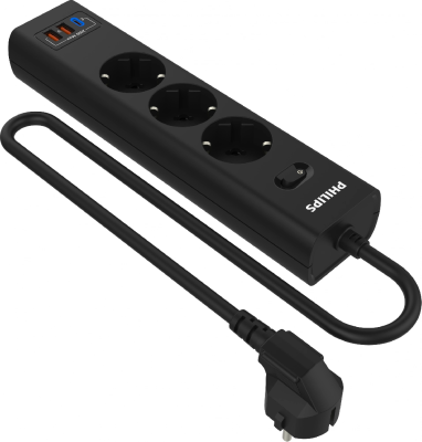 Сетевой фильтр Philips CHP4336BB/51 3м (3 розетки) черный (коробка)