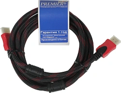 Кабель соединительный аудио-видео Premier 5-813R HDMI (m)/HDMI (m) 3м. феррит.кольца черный/красный (5-813R 3.0)