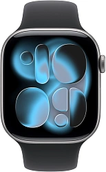 Смарт-часы Apple Watch Series 11 A3333 46мм OLED корп.серый космос Sport Band рем.черный разм.брасл.:S/M (MEV04X/A)