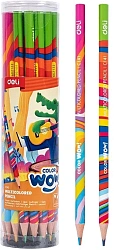Карандаши цв. Deli EC141 Colorwow 3мм трехгран. туба (28шт) 28 карандашей