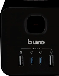 Сетевой удлинитель Buro BU-PTE4.1UC-Plus-B 1.5м (4 розетки) черный (коробка)