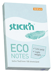 Блок самоклеящийся бумажный Stick`n ECO 21743 51x76мм 100лист. 60г/м2 пастель голубой